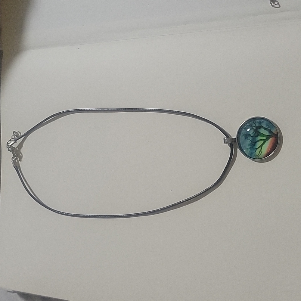 Women blue tree pendant necklace